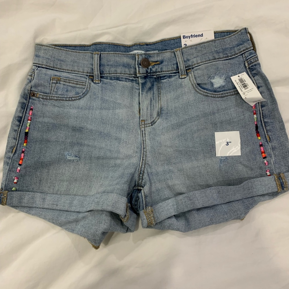 OLD NAVY SHORTS Size 2 NEW NWT BOYFRIEND STRETCH LIGHT DENIM  3" INSEAM